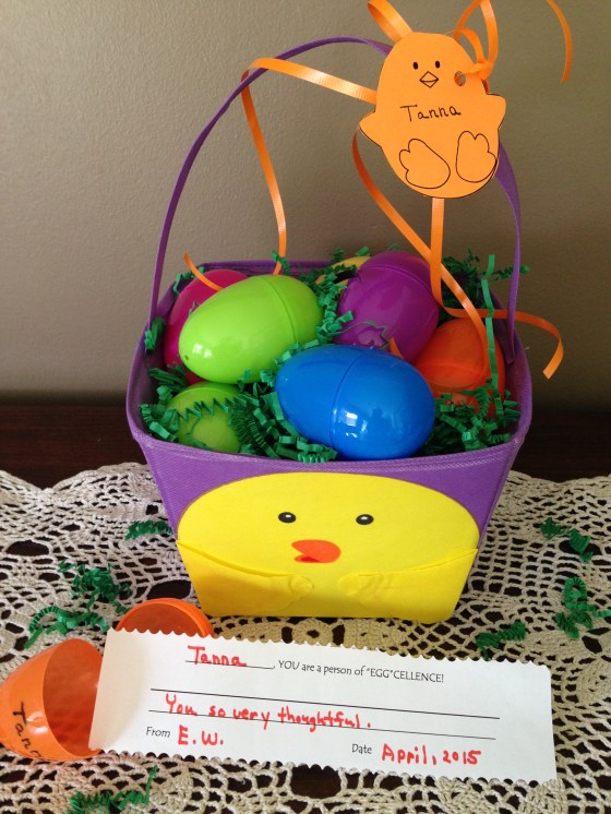 eggcellent chick basket with message