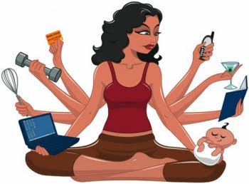 multi task yoga woman