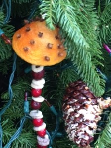 christmas tree dec for birds philbrook 2015 orange with cereal cranberry string